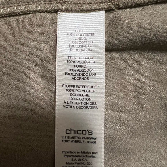 Chico’s Faux Suede Fringe Jacket, Countess Taupe, Size 1 (M-8). - Picture 7 of 8